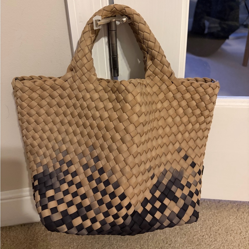 Naghedi Tan and Black Woven Tote